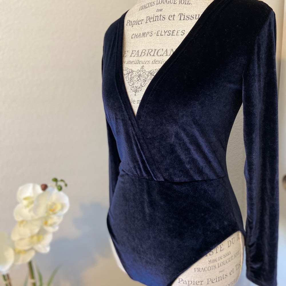 Sapphire blue velvet bodysuit
